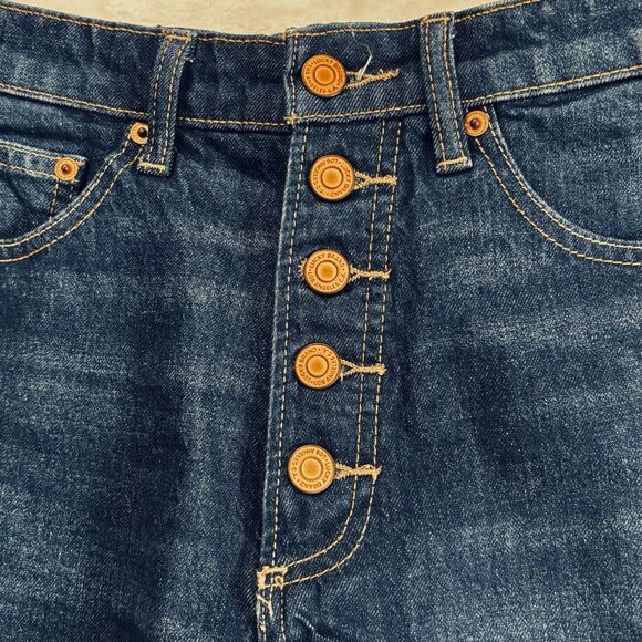 Lucky Brand Women's Blue Lucky Pins Jean Short W/Exposed Fly  Buttons 4/27 Dark - Picture 4 of 13
